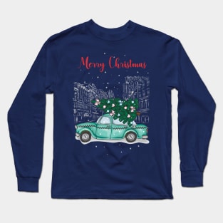 Christmas tree and gifts in a car! - Happy Christmas and a happy new year! - Available in stickers, clothing, etc Long Sleeve T-Shirt